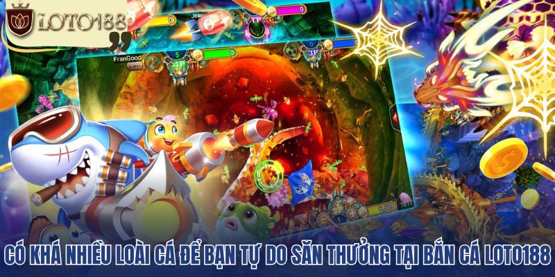 Có khá nhiều loài cá để bạn tự do săn thưởng tại bắn cá Loto188